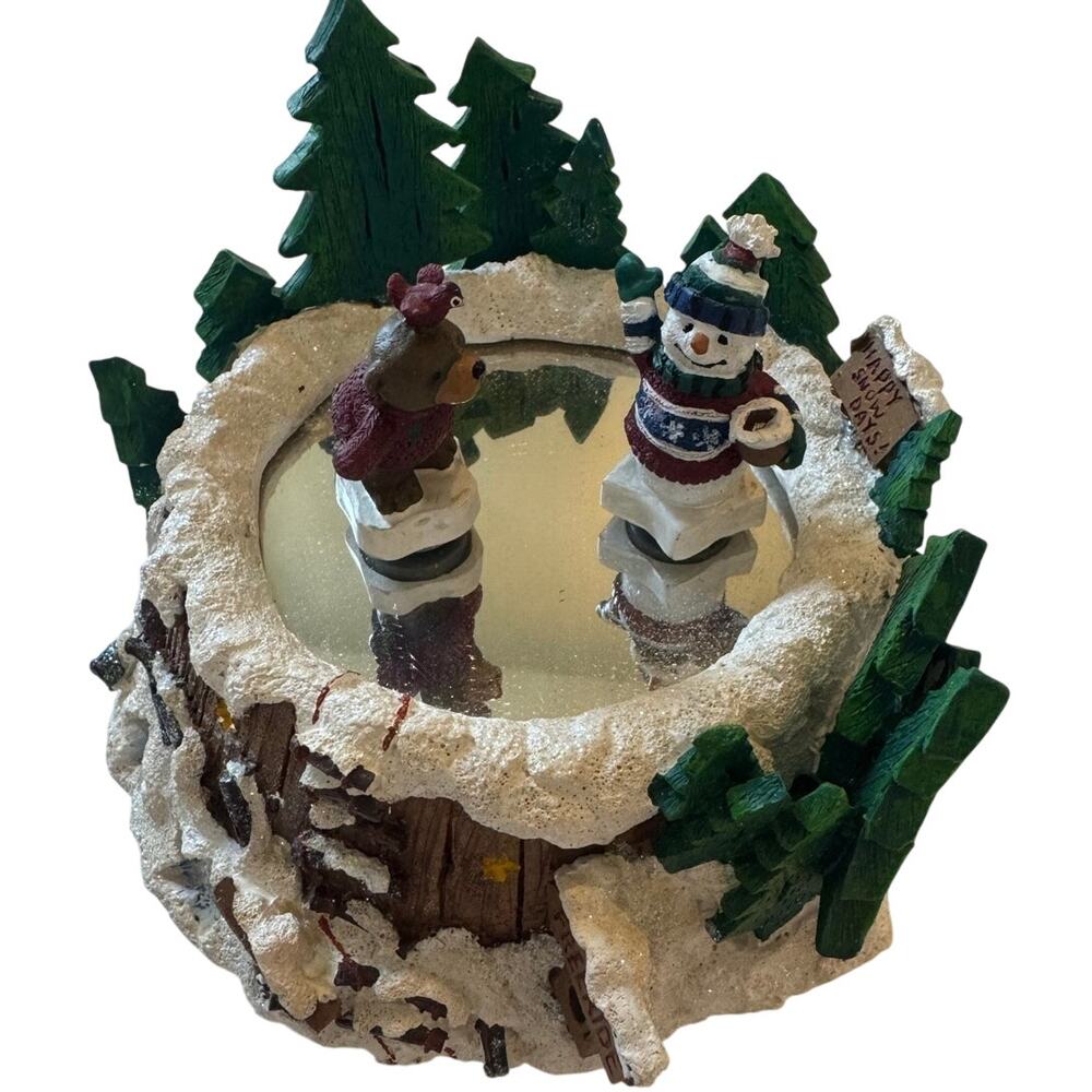 Vtg St. Nicholas Square Musical Collectible Let it Snow w/Skating Figures Works